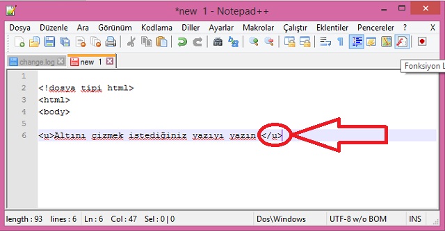HTML’ de Altı Çizili Metin (Yazı) Nasıl Yazılır?